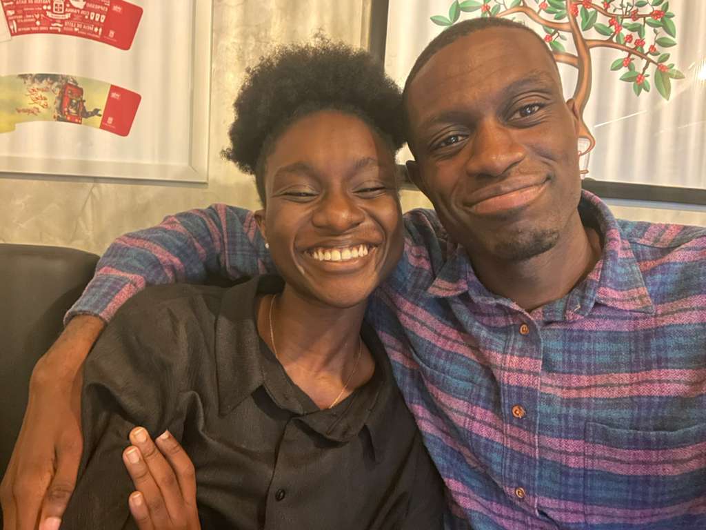 Joshua and Lucia laughing together