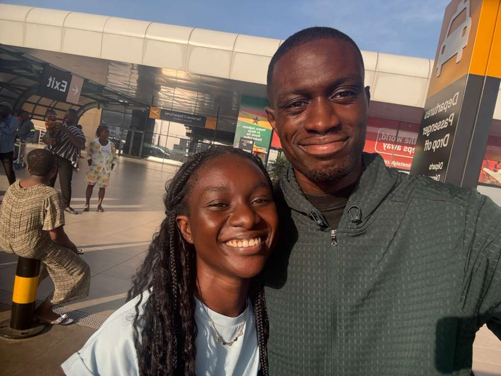 Joshua and Lucia at the airport